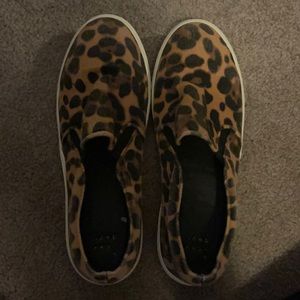 Leopard print slip on sneakers